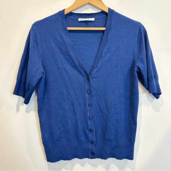 Cleo Short Sleeve Cardigan Sweater Blue - Picture 1 of 4